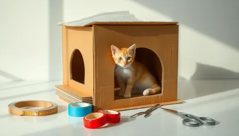 Domek dla kota z kartonu jak zrobić samemu
